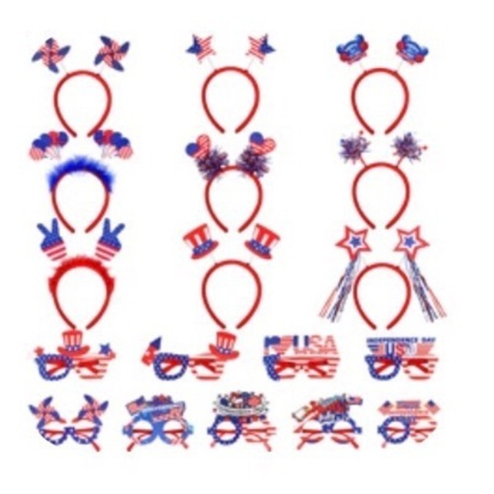 Max Fun 4th of July Patriotic Party Favors Set 18Pcs Headbands Glasses USA